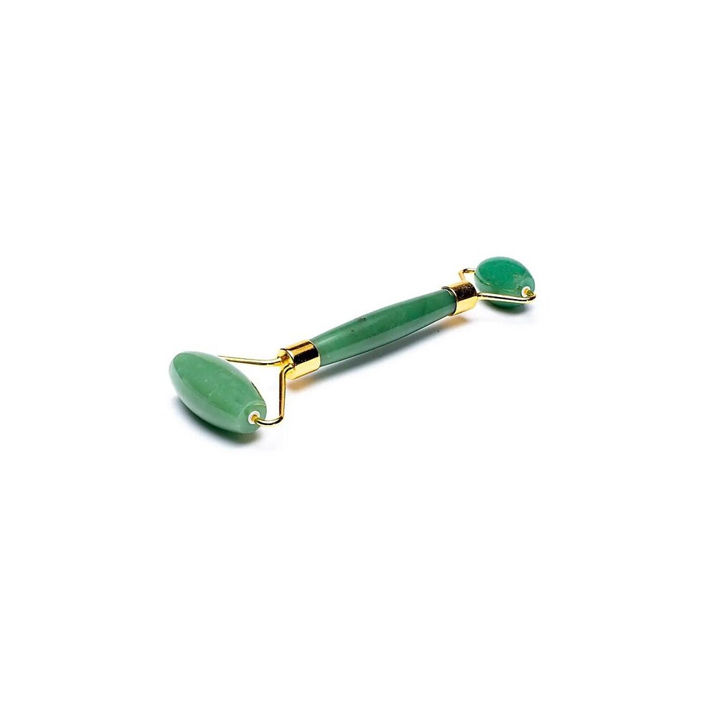 Green/Gold Facial Massage Roller For Nose Bridge, Aventurine Stone With Metal, Promotes Circulation And Facial Meridian Massage