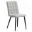 4Pcs Light Grey Linen Tufted Dining Chairs - Button Tufts, Painted Black Metal Legs 4