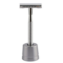 Scheermesjesset - Messing en aluminiumlegering - Matzwarte chroomafwerking - 1 handvat, 5 mesjes