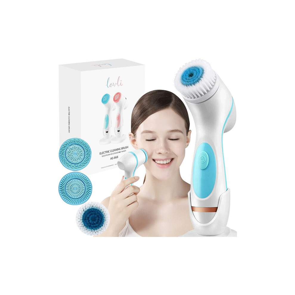 Facial Cleansing Brush with 3 Replacement Heads for All Skin Types, USB Rechargeable