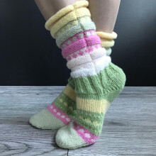 (Green) Thermal Jacquard Socks for Indoor & Outdoor