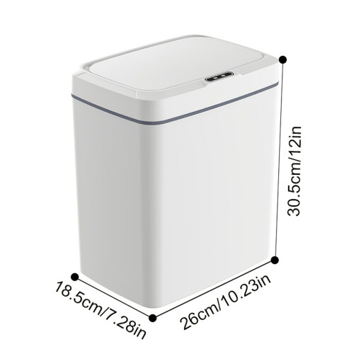 (White single mode (battery model)) Auto Bathroom Trash Can w/ Lid, Large Capacity 1