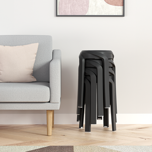 Set of 10 Plastic Stackable Round Stools Set 2