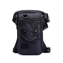 Men's Leg Bag Oxford Waist Bag with Thigh Strap, Blue Black, 18x6x30cm for Outdoor Daily Use