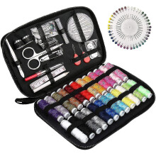 Sewing Kit 130-Piece Portable with Threads Needles Scissors Buttons Zippered Bag for Travel Home Camping Emergency Repairs