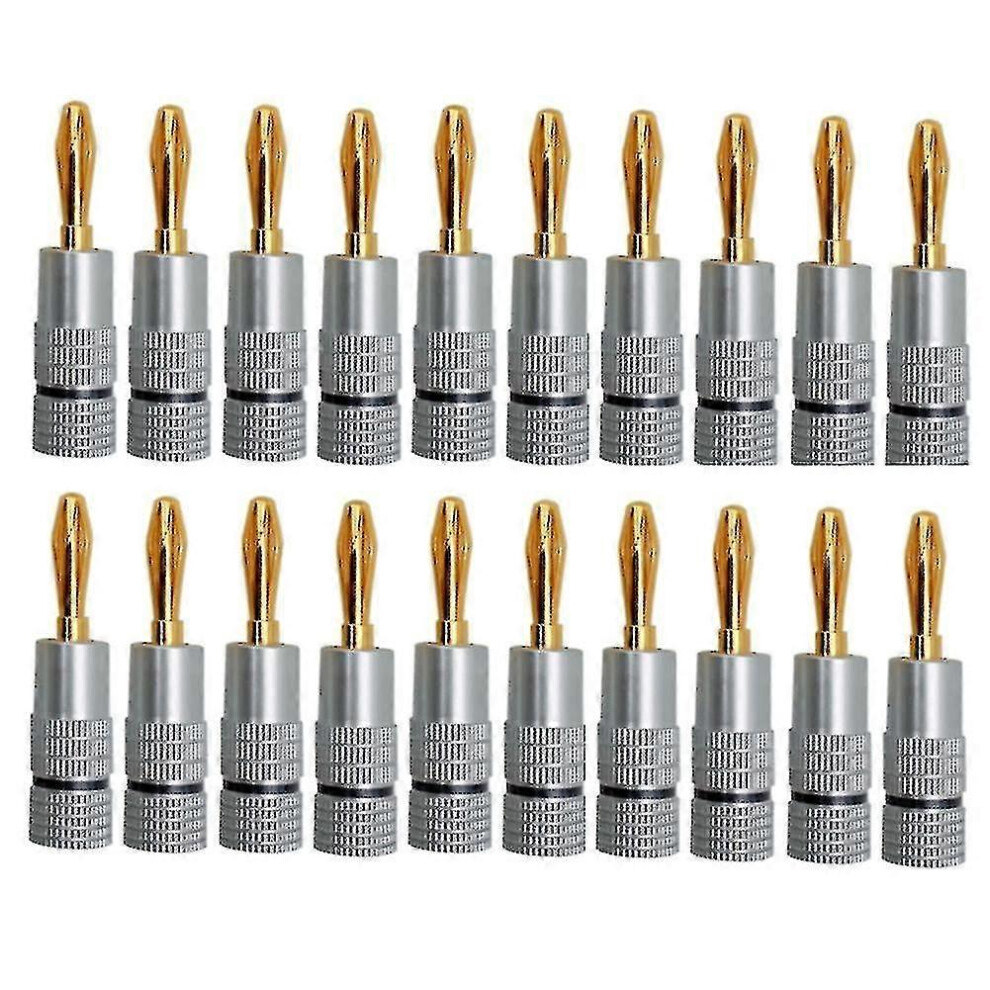 4.5Mm Banana Plugs, 24K Gold Plated Double Screw Solderless Speaker Connectors, Pack Of 20 6901508275935