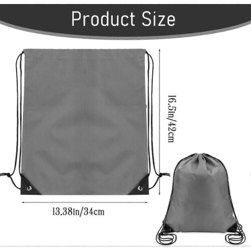 Drawstring Backpack 2 Pack, Grey Lightweight Foldable Sports Gym Bag, Large Capacity Water Resistant Polyester 2
