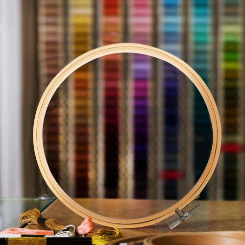 Conjunto de Aros de Bordado com 12 Unidades, Aros de Madeira de 7 Polegadas para Bordado à Mão, Aro de Artesanato de Bambu com Acabamento Suave 1