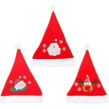 Plush Christmas Hats 3-Piece Set, Santa Hat with Pom Pom for Adults and Children, Reusable Festive Hat for Parties