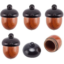Wooden Acorn Pendant 5-Piece Set, Detachable Box Pendant with Lid, Camel Brown Wood Jewellery Making Supplies for Keychain Car Decor
