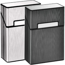 Aluminium Cigarette Case 2-Pack, Durable Large Capacity Metal Holder for Full Pack Storage