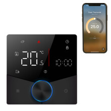 Wireless Matter Thermostat for Electric Floor Heating, Black, 88x88x1.25mm