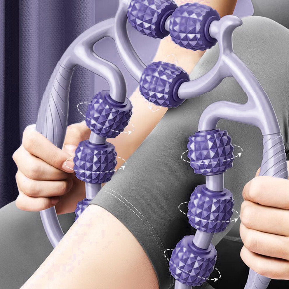 Purple Circular Leg Clamps 360 9-Wheel Muscle Roller Massager Taro