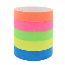 Fluorescent UV Cotton Tape, 6 Rolls 500x1.27cm, Colourful Non-Reflective Photography Stage Prop Tape