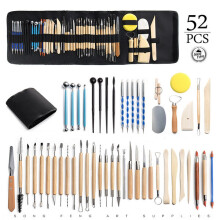 Conjunto de Ferramentas de Cerâmica com 51 Peças e Bolsa de Armazenamento Portátil para Modelagem, Escultura, Cerâmica e Pintura em Pedras