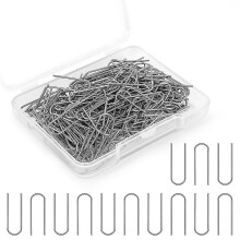 U-muotoiset koukut, korkean lämpötilan nikromilangasta, 150 kpl, hopeaa, 18 x 0,7 mm, keraamisiin koruihin, riipuksiin ja lasiluomuksiin.