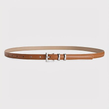 Thin Waist Belt for Women in PU Leather, Silver Buckle, Minimalist Design for Casual Formal Outfits