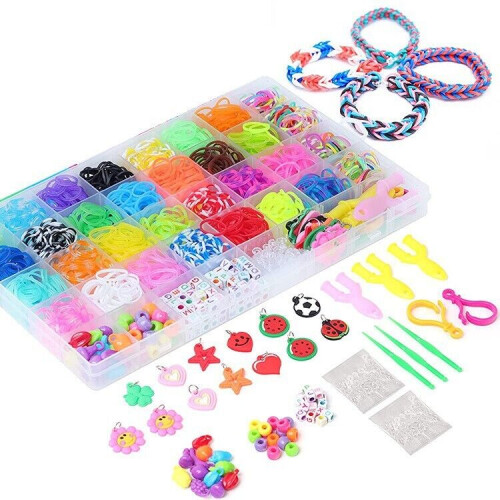 10000Pcs Assorted Colour Rubber Kit Box Loom Bands DIY Bracelet Making Set 2