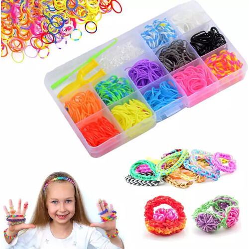 10000Pcs Assorted Colour Rubber Kit Box Loom Bands DIY Bracelet Making Set 1
