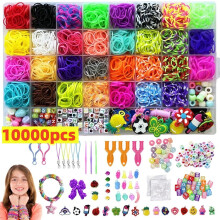 10000Pcs Assorted Colour Rubber Kit Box Loom Bands DIY Bracelet Making Set