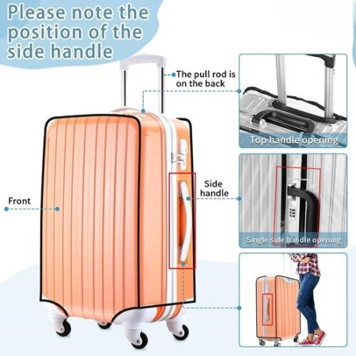 Capa de Proteção Transparente para Mala de Viagem 20 Polegadas Reutilizável em PVC com Fecho de Velcro 1