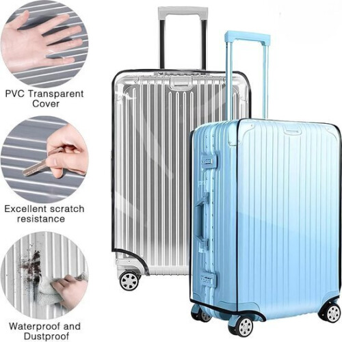 Capa de Proteção Transparente para Mala de Viagem 20 Polegadas Reutilizável em PVC com Fecho de Velcro 2