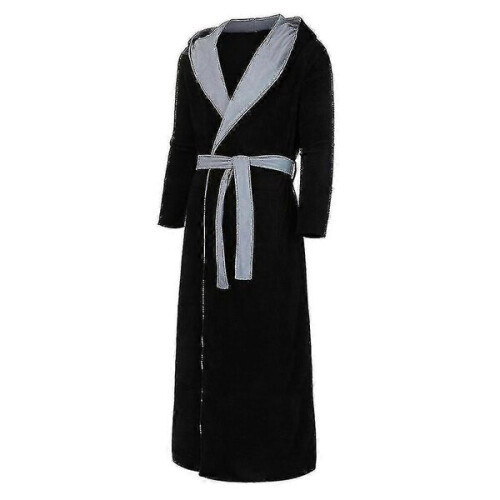 Ανδρική Ρόμπα Υπνώνα, Polyester με Κουκούλα και Ζώνη, Ζεστή Ρόμπα για το Σπίτι 1