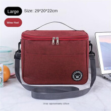 Insulated Lunch Bag Oxford Cloth Waterproof 24x14x17cm Office Cooler Food Thermal Box with Removable Strap