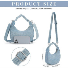 Dames schoudertas van denim, vintage met een verwassen look, ideaal voor dagelijks gebruik (22 cm).