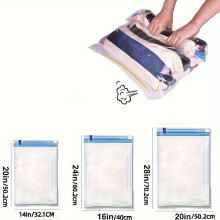 Vacuum Compression Bags, Hand Roll Air Pump Free 3 Pack Space Saver for Travel Home Storage, Moisture Odour Resistant