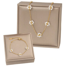 Damesketting en -armbandset van roestvrij staal, hypoallergeen, chirurgisch staal, verstelbare ketting, sieraden voor dagelijks gebruik