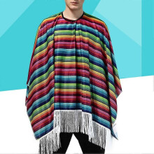 Manto de Fantasia de Halloween para Homens - Poncho Mexicano com Franges - Design de Asa de Batman para Festa de Disfarce de Carnaval