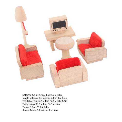 Buche 6-teiliges Miniatur-Set: Sofa 9x4,2x4,5 cm 1