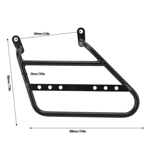 Motorcycle Side Mount Saddlebag Support Bracket 12mm Iron Matte Black 1