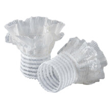 Puños de encaje para mujer, mangas simuladas elásticas blancas con volantes, accesorio de poliéster para abrigos de otoño y ropa de noche.