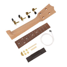 Unfinished 21in Wooden Ukulele Neck Kit with Bridge & Knob