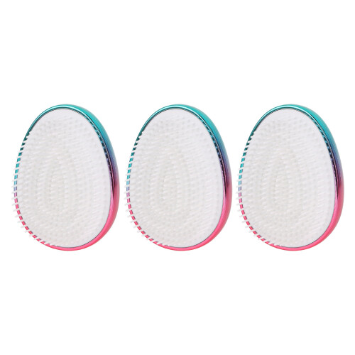 3pcs Egg Shape Hair Brush Set, Gradient Red/Blue, Detangling, ABS