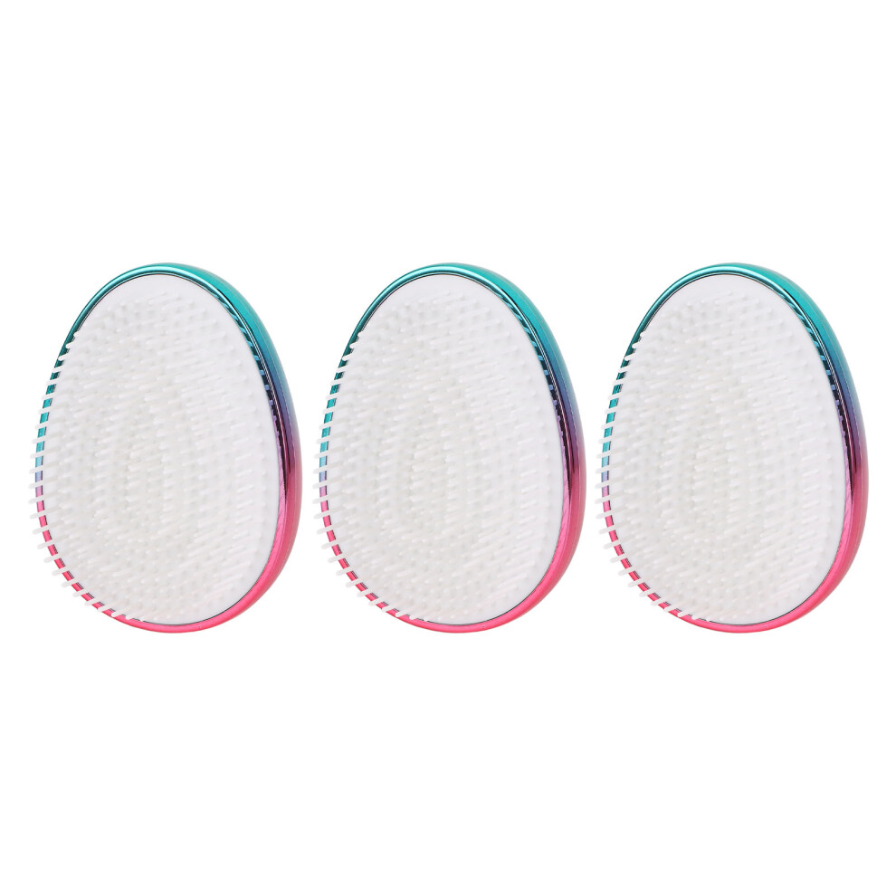 Red/Blue 3Pcs Egg Shape Hair Brush Set, Gradient Detangling, Abs