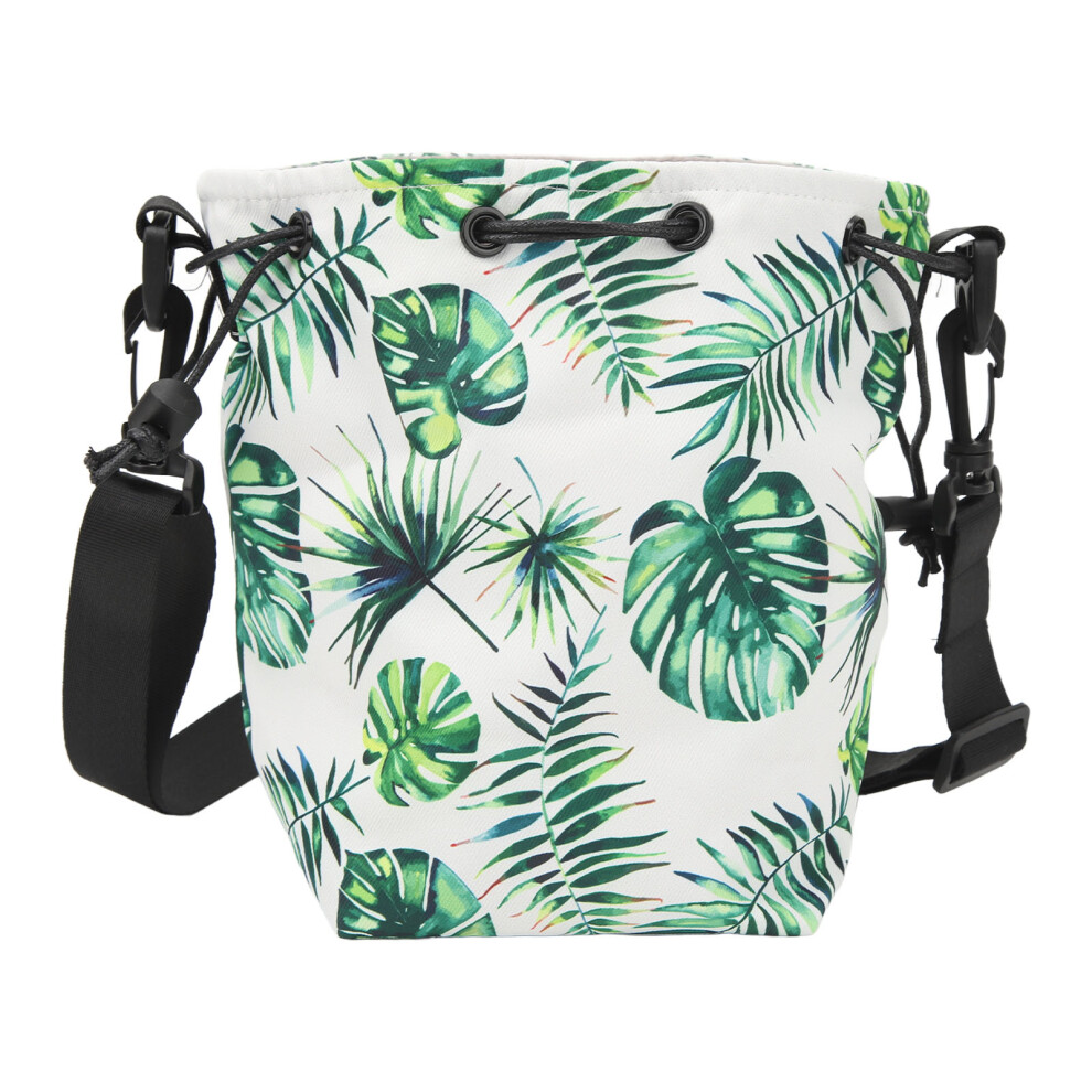Waterproof Camera Drawstring Shoulder Bag Leaves Style, Large Capacity Green 4971388486761