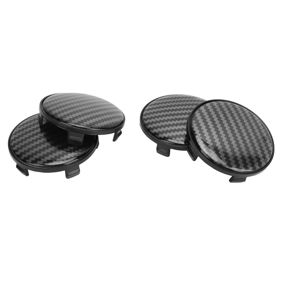 4 Pcs 68Mm Carbon Fiber Style Wheel Center Caps For Vehicle Rim Covers 4611388487244