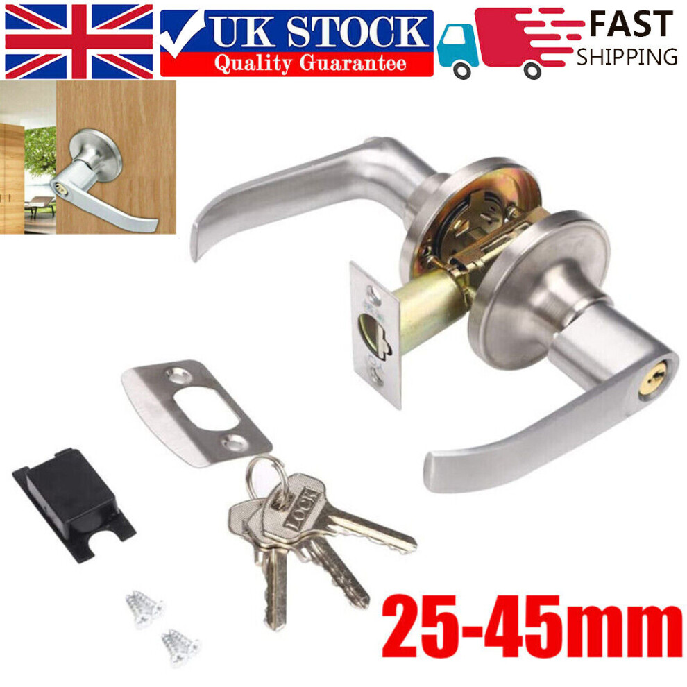 Home Entry Lever Three-Handle Door Lock Set Bathroom Entrance Passage W/ 3 Keys 703052546242