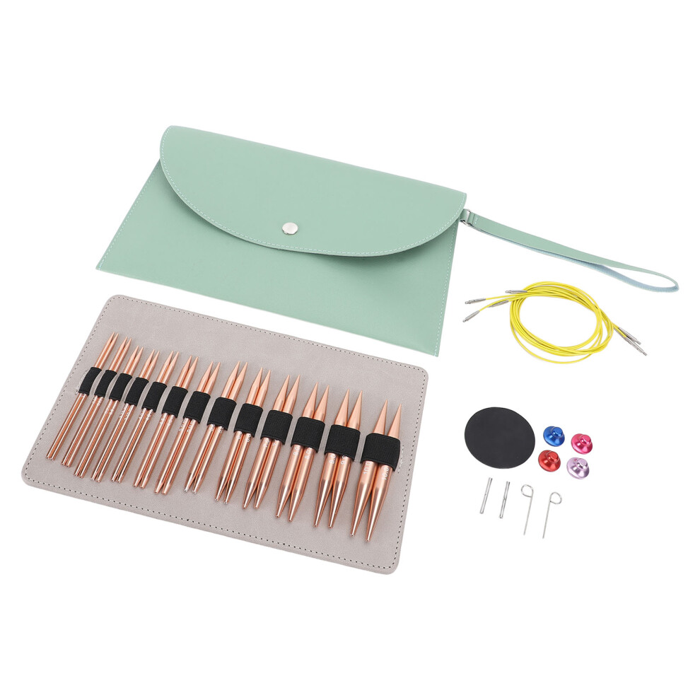 26Pcs Interchangeable Circular Knitting Needles Set 3.0-10.0Mm Rose Gold 8771388488606