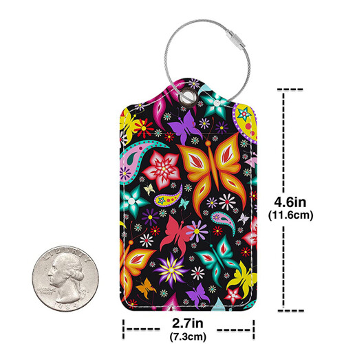 Bagagelabel en ID-kaarthouder van PU-leer MultiColor  Vlinder 2