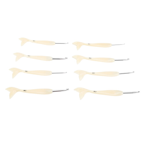 8Pcs Ergonomic ABS Fish Tail Crochet Hooks Set, 2.5mm-6mm White 2