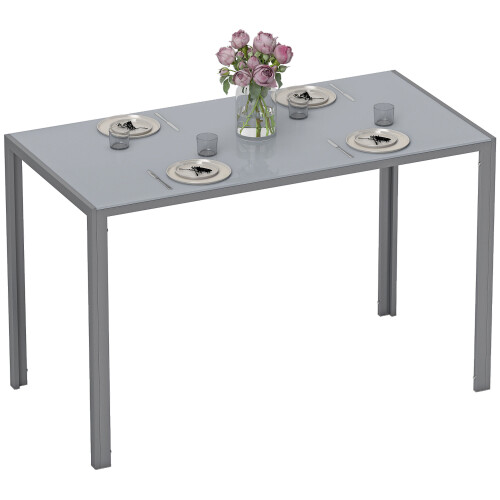 Homcom HOMCOM Modern Rectangular 4 Seater Dining Table with Tempered Glass Top 1