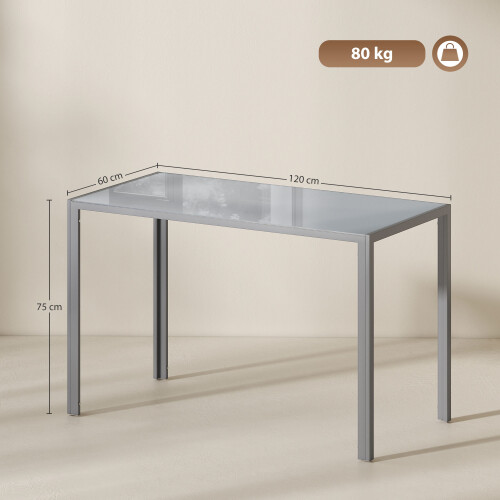 Homcom HOMCOM Modern Rectangular 4 Seater Dining Table with Tempered Glass Top 2