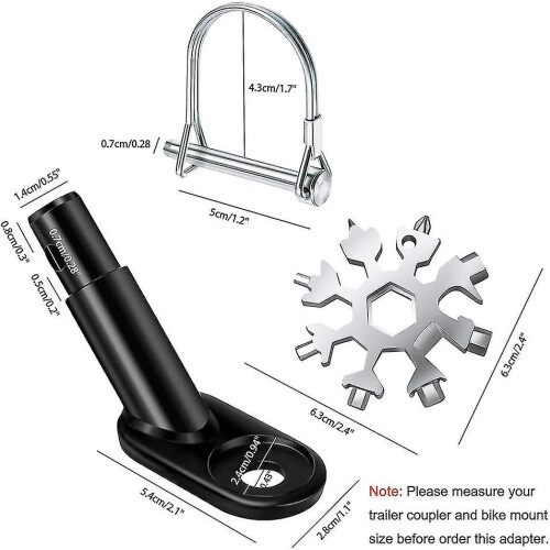 Bicycle Trailer Hitch, 2 Sets, Steel Construction with Black Enamel Coating for General Bicycles Strollers, Includes Multi-Function Tool 1