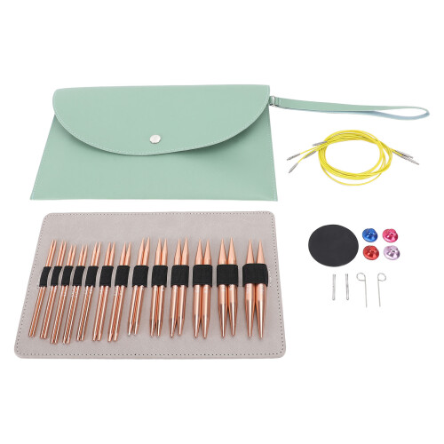 26Pcs Interchangeable Circular Knitting Needles Set 3.0-10.0mm Rose Gold 2