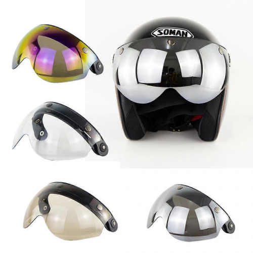 (Silver) Visière coupe-vent à 3 boutons-pression pour casques de moto 1