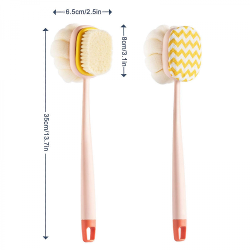 (Green) Exfoliating Back Scrubber Brush, 100% New Loofah Bath Sponge Set 1